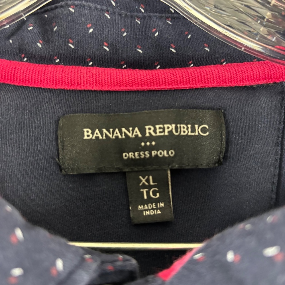 Banana Republic Dress Polo Shirt, Blue with White, Red Specks,  Men's, Size XL - Picture 4 of 11